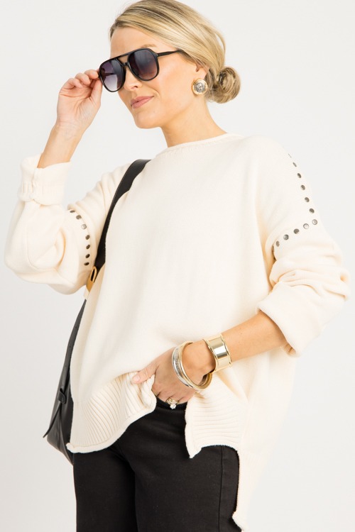 Studded Oversize Sweater, Off White - 0918-102P.jpg