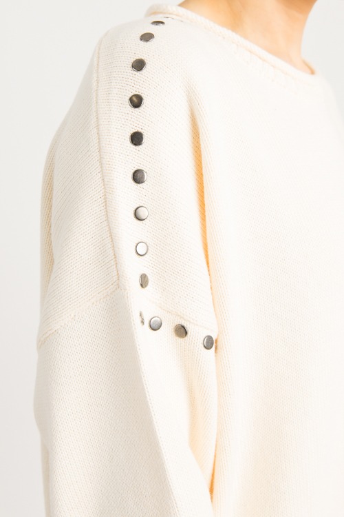 Studded Oversize Sweater, Off White - 0918-103H.jpg