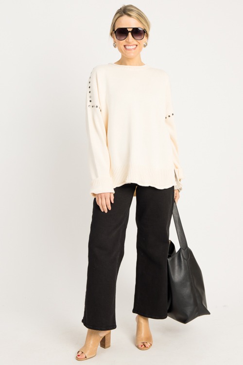 Studded Oversize Sweater, Off White - 0918-104.jpg