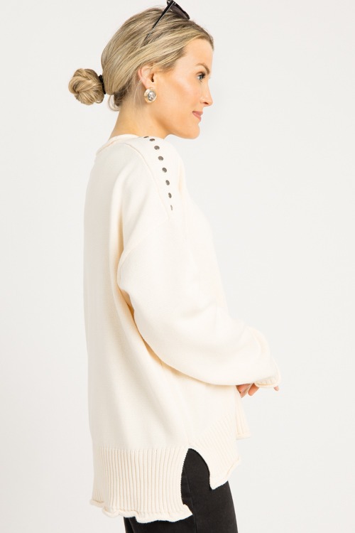 Studded Oversize Sweater, Off White - 0918-106.jpg