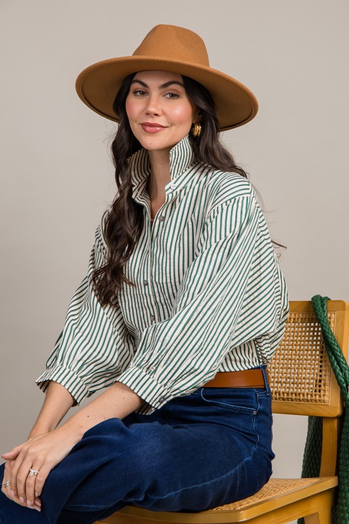 Cathleen Stripe Shirt, H. Green