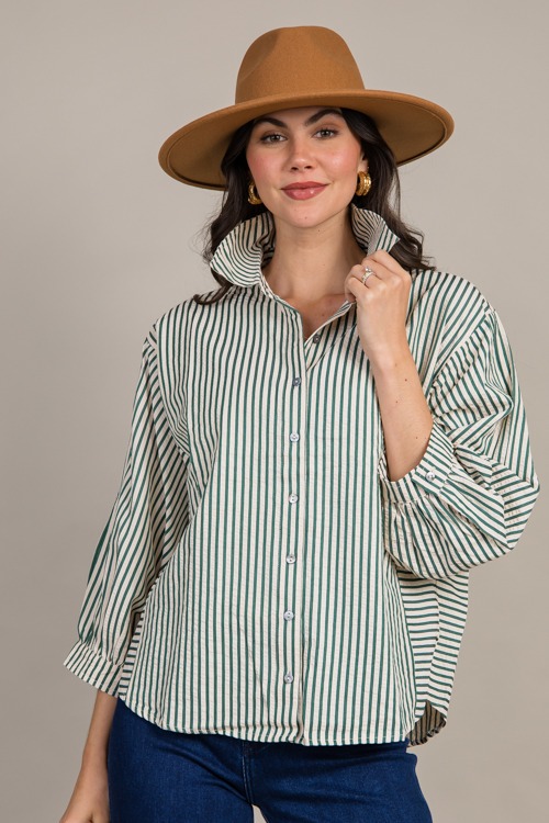 Cathleen Stripe Shirt, H. Green - 0918-143.jpg