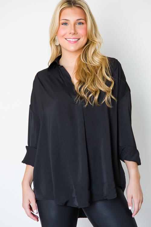 Cory Satin Blouse, Black