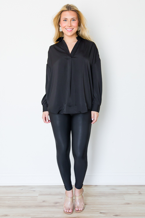 Cory Satin Blouse, Black