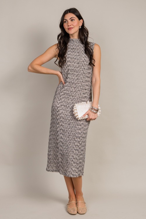 Texture Mock Neck Midi, Grey