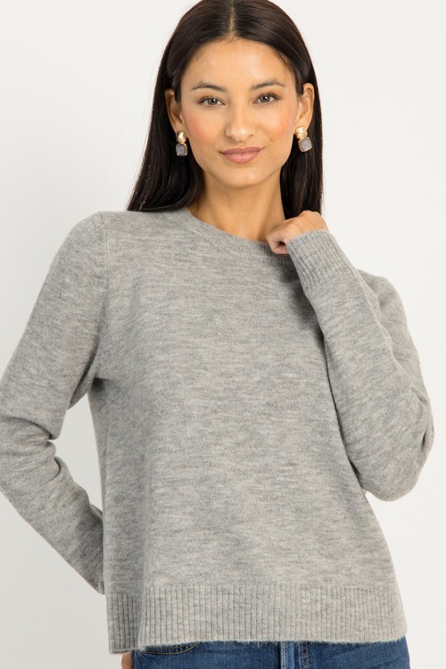 Crew Neck Sweater, Heather Grey