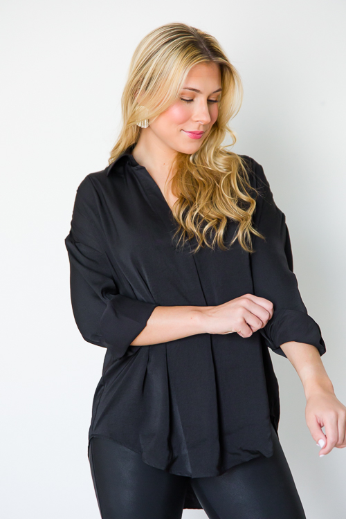 Cory Satin Blouse, Black