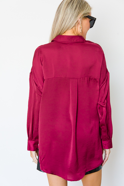 Cory Satin Blouse, Burgundy