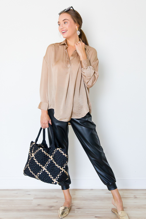 Cory Satin Blouse, Taupe