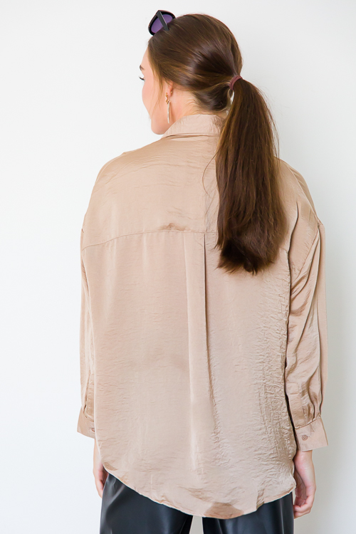Cory Satin Blouse, Taupe