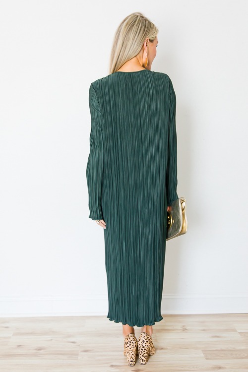 Pleated Midi, Midnight Green