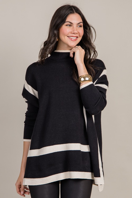 Perimeter Stripe Sweater, Black