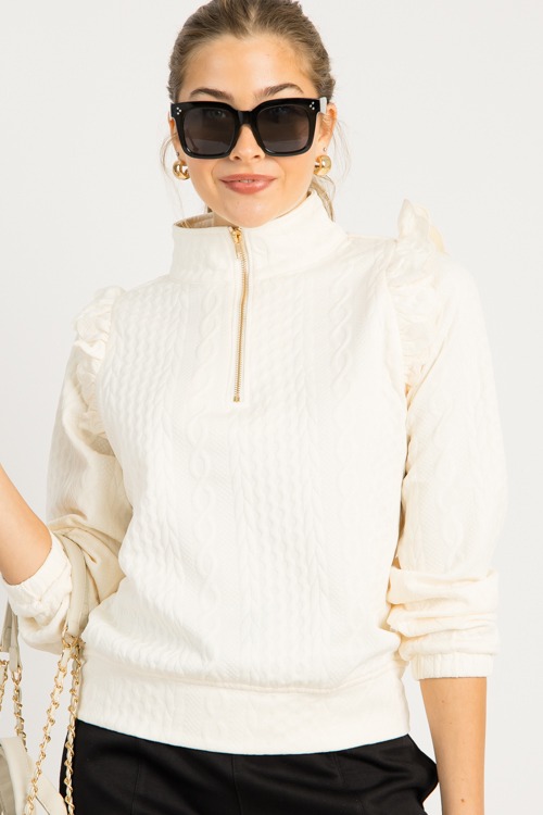 Preppy Texture Half Zip, Ecru - 0919-112.jpg