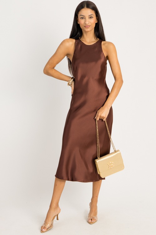 Sabrina Satin Midi, Chesnut