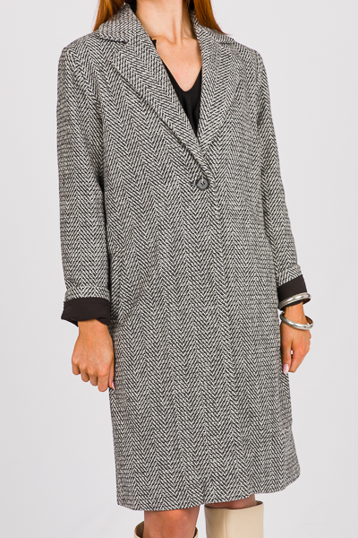 Chevron Long Coat, Charcoal