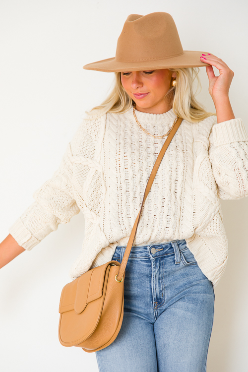 Cable Texture Sweater, Ivory
