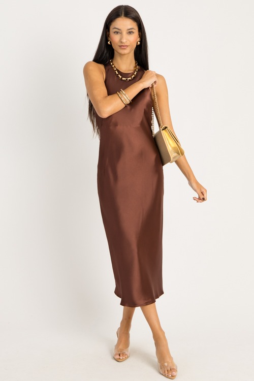 Sabrina Satin Midi, Chesnut