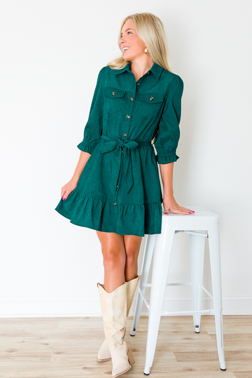 Corduroy belted outlet dress