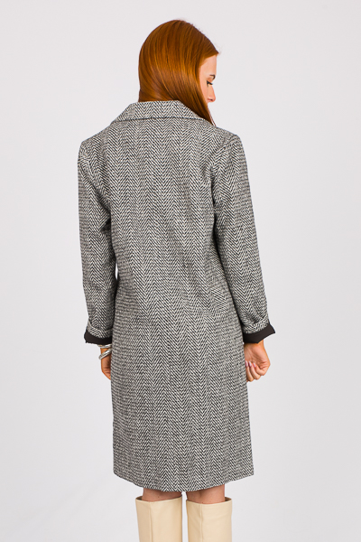 Chevron Long Coat, Charcoal