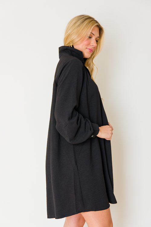 Single Pocket Shirt Dress, Black