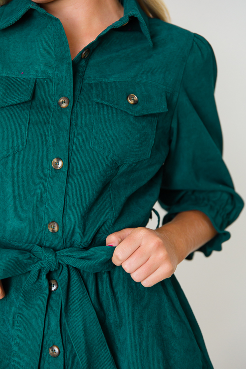 Corduroy Belted Dress, H. Green
