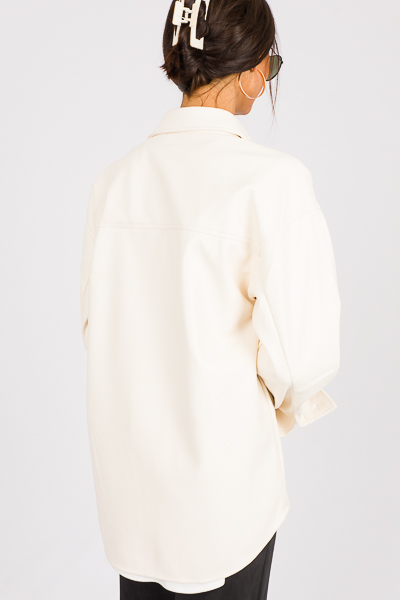 Soft Leather Shacket, Cream