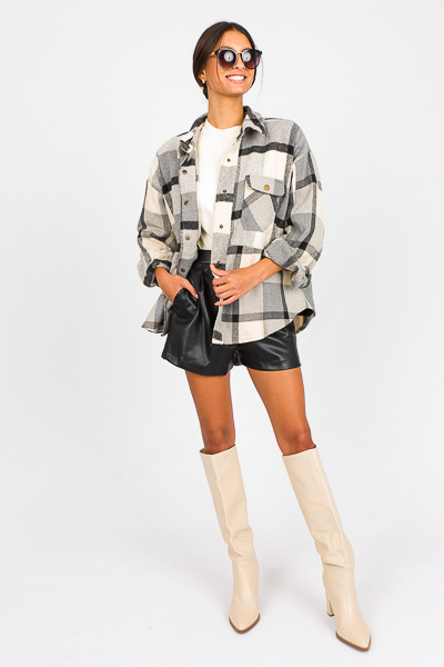 Dixie Plaid Shacket, Natural Mi