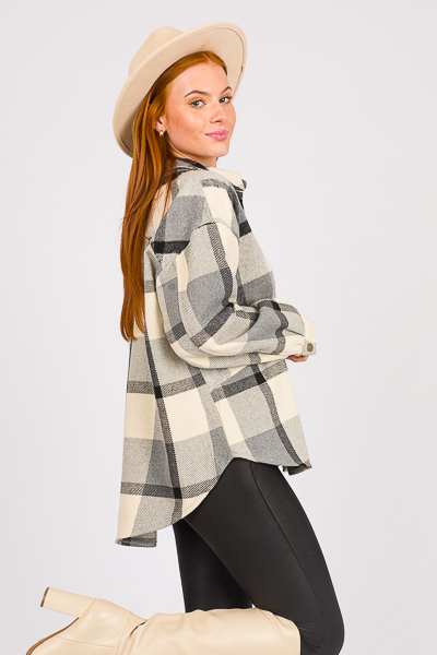 Dixie Plaid Shacket, Natural Mi
