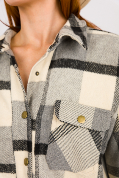Dixie Plaid Shacket, Natural Mi