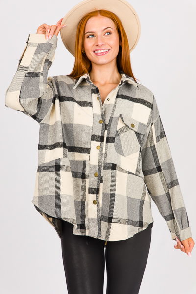 Dixie Plaid Shacket, Natural Mi