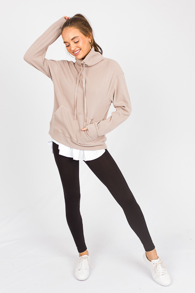 Soft Rib Cowl Sweatshirt, Grey