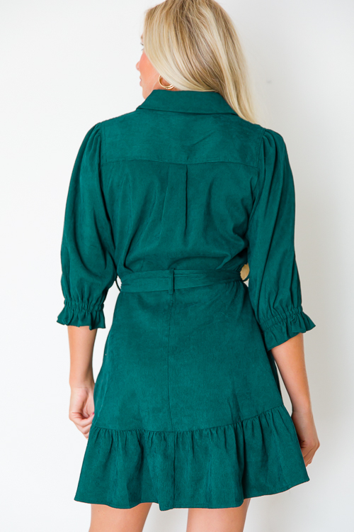 Corduroy Belted Dress, H. Green