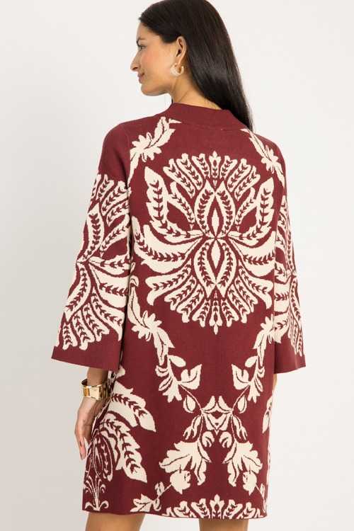 Chic Print Sweater Dress, Burgundy - 0919-24.jpg