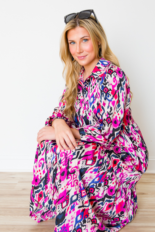 Perry Printed Midi, Magenta Mix