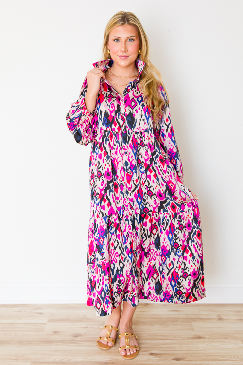 Perry Printed Midi, Magenta Mix