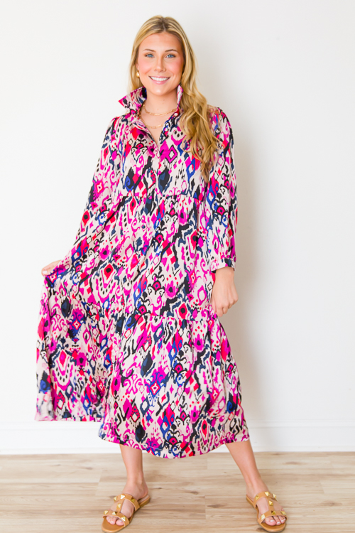 Perry Printed Midi, Magenta Mix