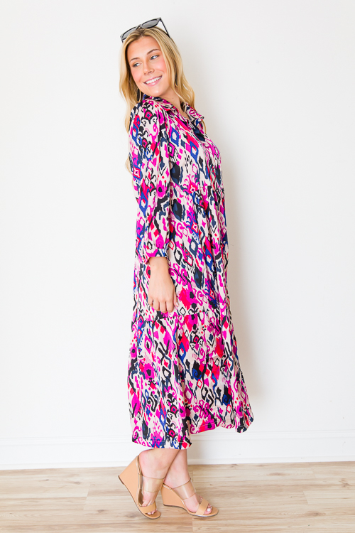 Perry Printed Midi, Magenta Mix