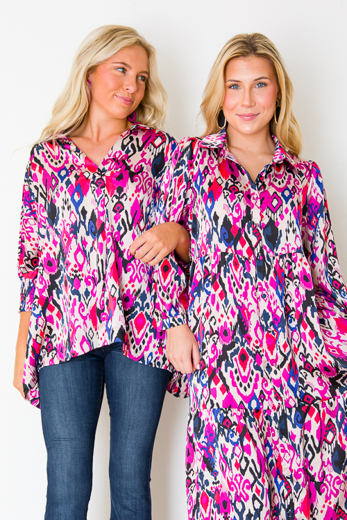 Perry Printed Midi, Magenta Mix