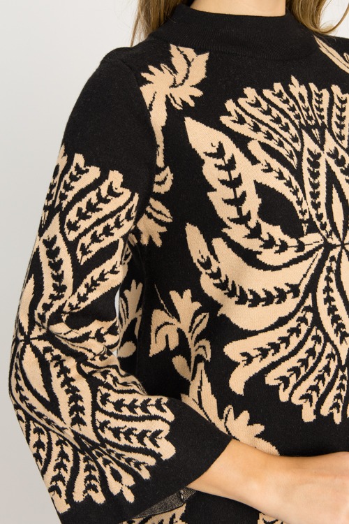 Chic Print Sweater Dress, Black - 0919-57.jpg