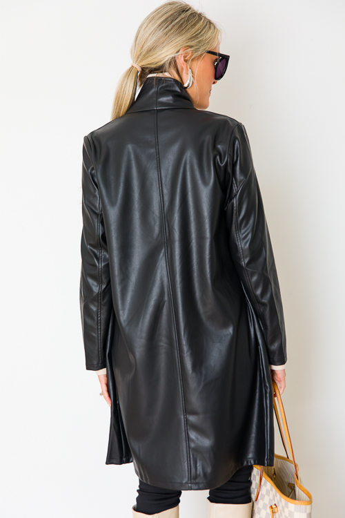 Anna Leather Coat, Black