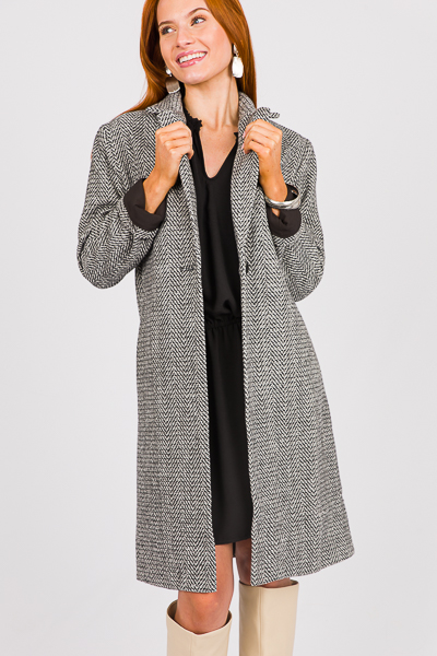 Chevron Long Coat, Charcoal