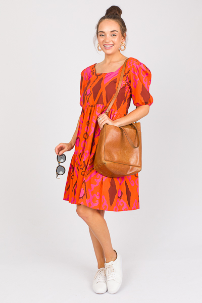 Aria Tiered Dress, Burnt Orange