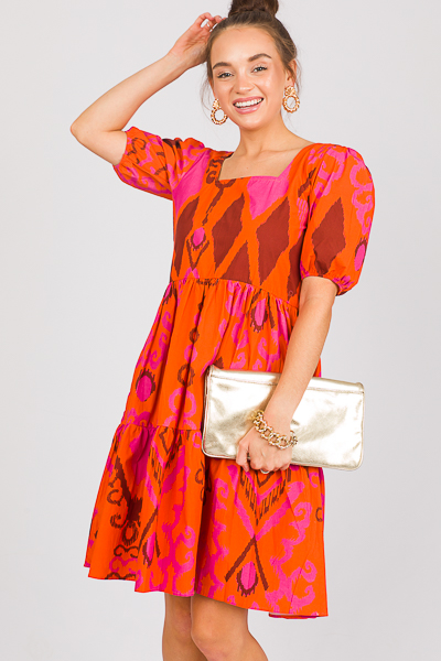 Aria Tiered Dress, Burnt Orange