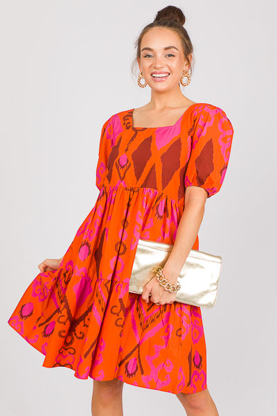 Aria Tiered Dress, Burnt Orange - Sale - The Blue Door Boutique