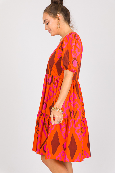 Aria Tiered Dress, Burnt Orange