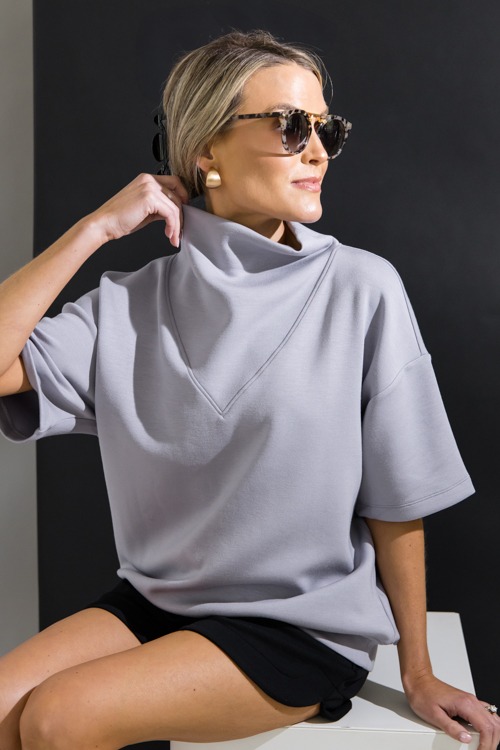 Modal Cowl Neck Top, Mystic Grey