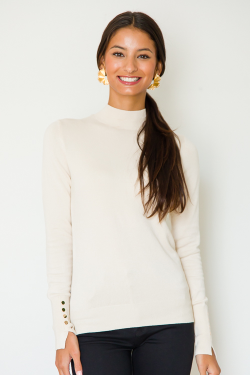 Mary Mock Neck Sweater, Cream