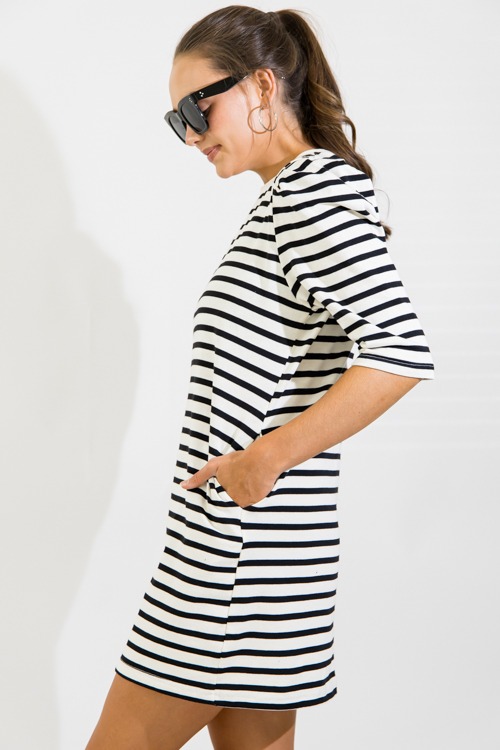 Puff Sleeve Stripe Dress, Black - 0920-23.jpg