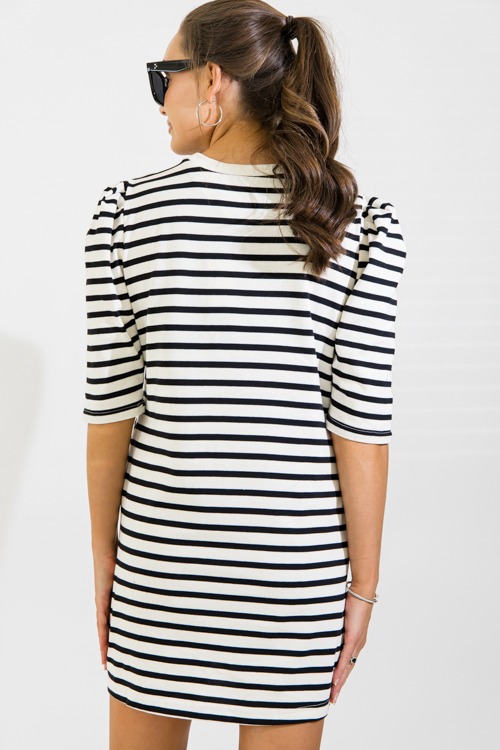 Puff Sleeve Stripe Dress, Black - 0920-24.jpg