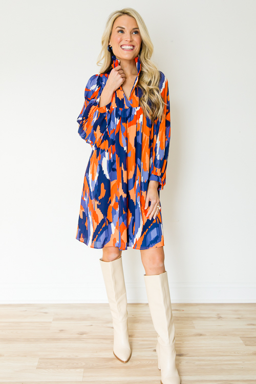 Savannah Dress, Navy/Orange